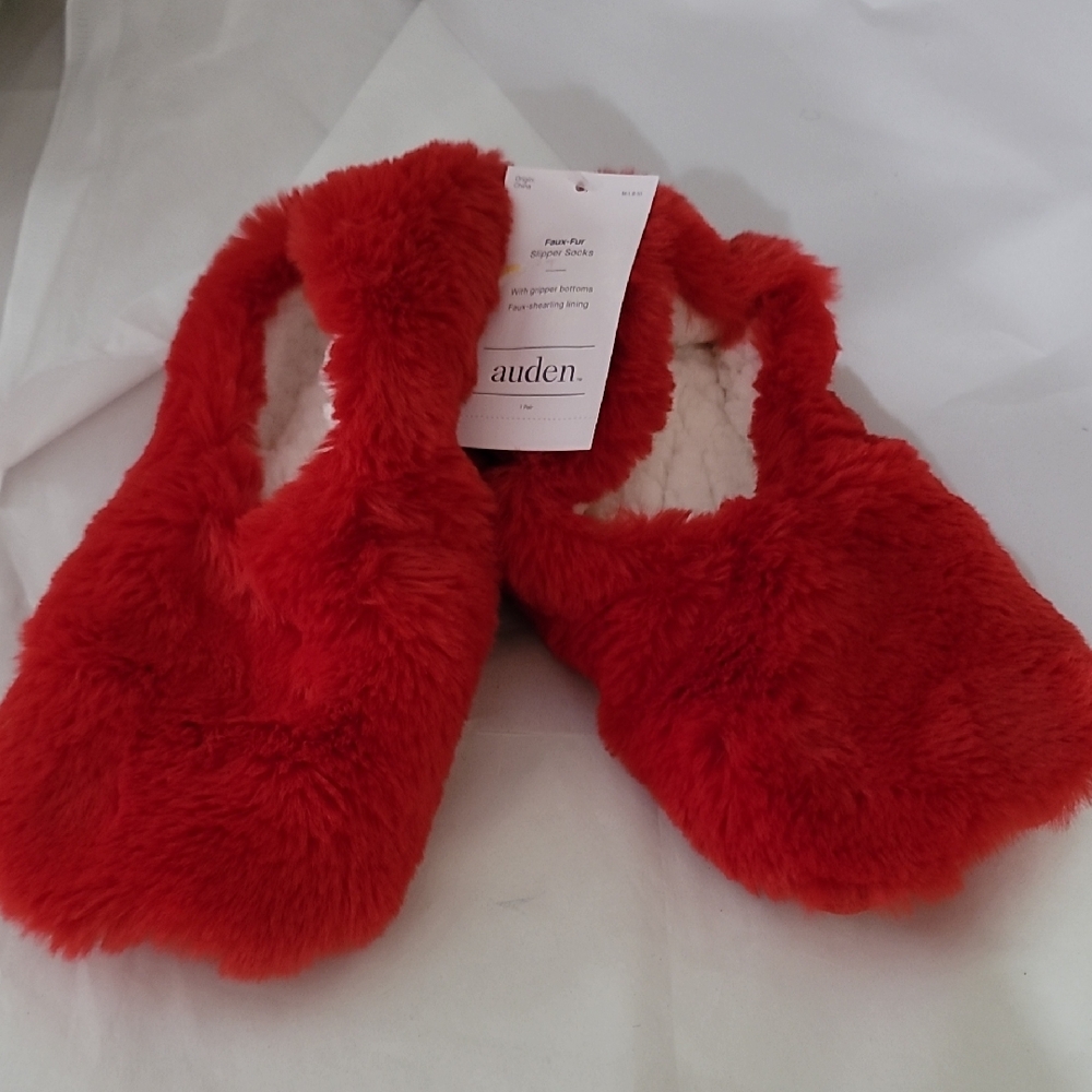 Auden Vibrant Red Plush Slippers
